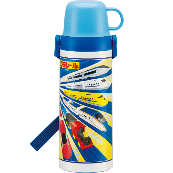 [SKATER/スケーター]ステンレスボトル 600ml　STG6　プラレール15ハンドル式コップ付 直飲み 2WAY